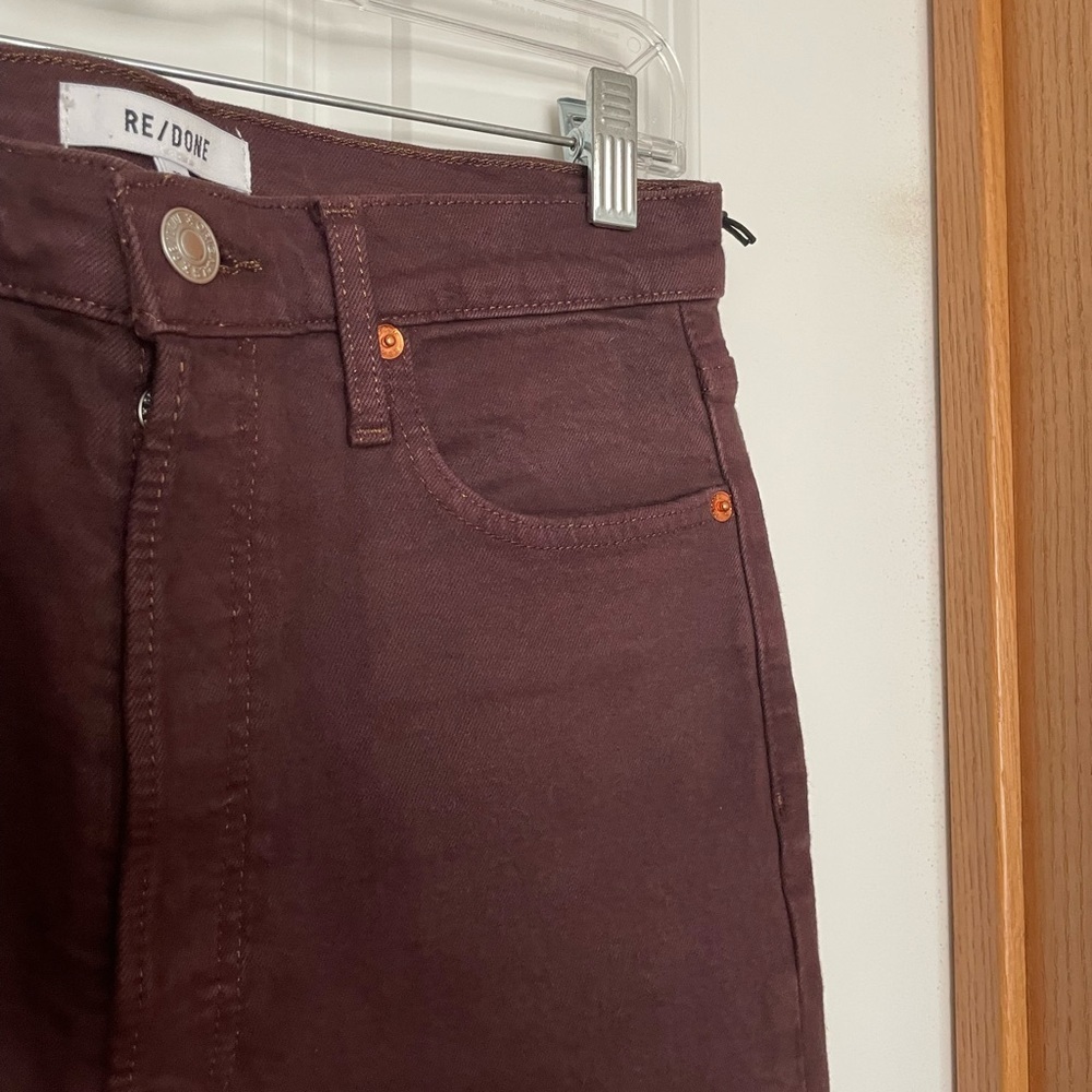 Re/Done 70s Ultra High Rise Stove Pipe Jeans Size 28 Washed Plum - Picture 3 of 13